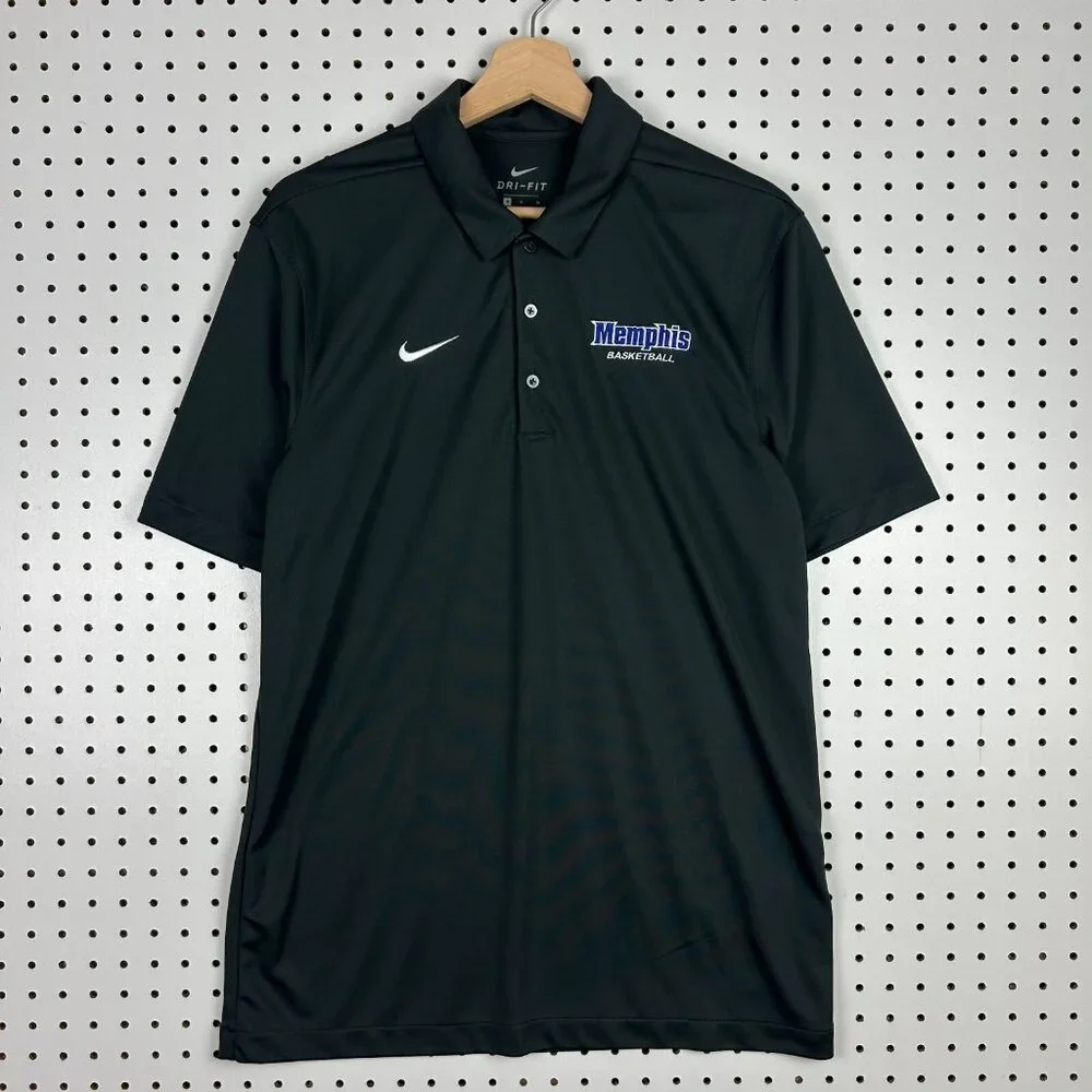 Memphis Tigers Basketball Polo Shirt Medium Dark Gray Nike Dri-fit Team Issued - Picture 1 of 5